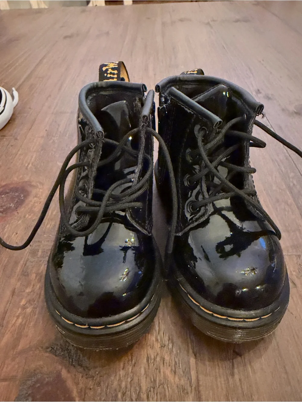 Dr. Martens Kids Black Patent Lace-Up Boots